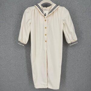 VTG Little Bitty Toddler Sailor Suit Jumpsuit Size 4T White Blue Anchor Button
